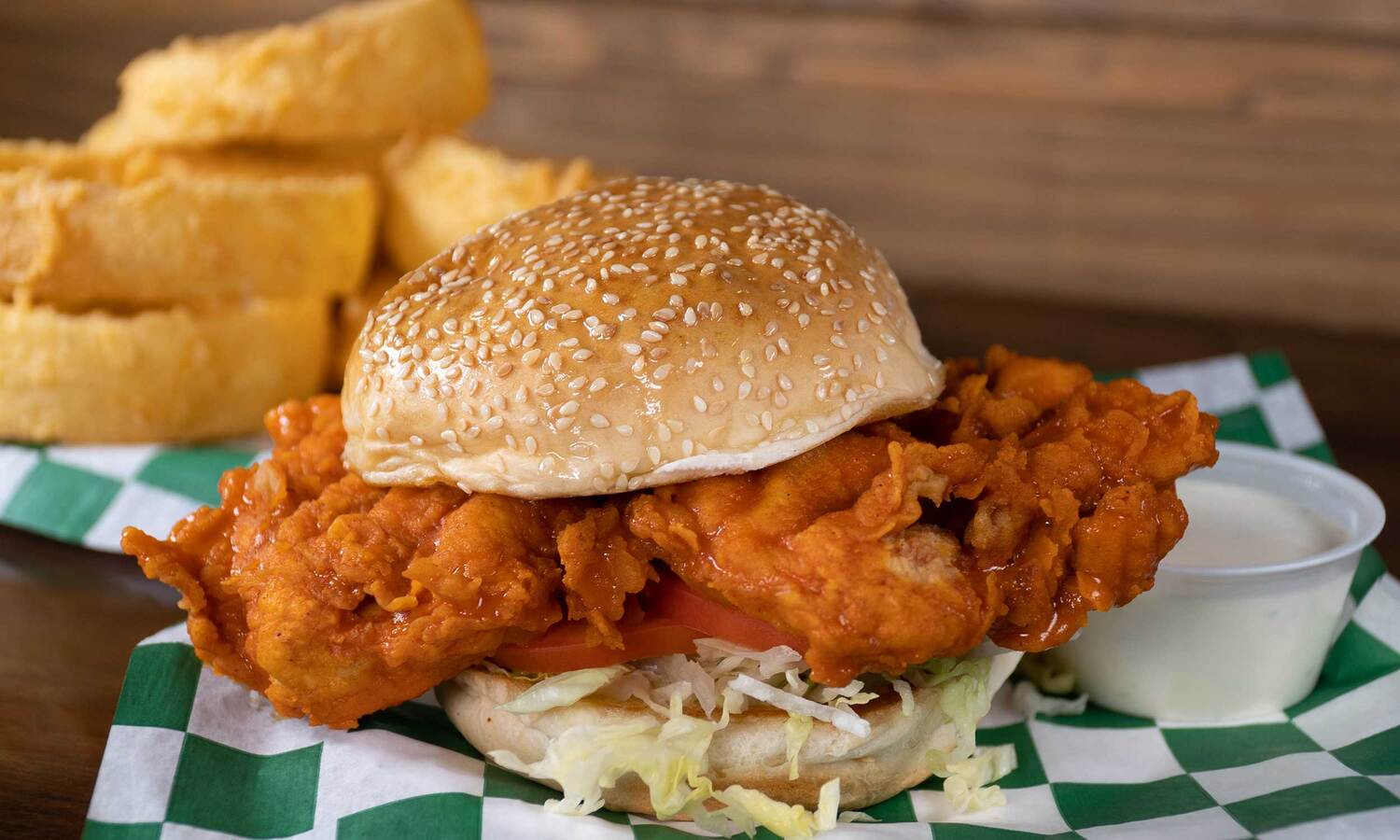 Come to Tookies Burgers to enjoy our amazing buffalo chicken sandwich.